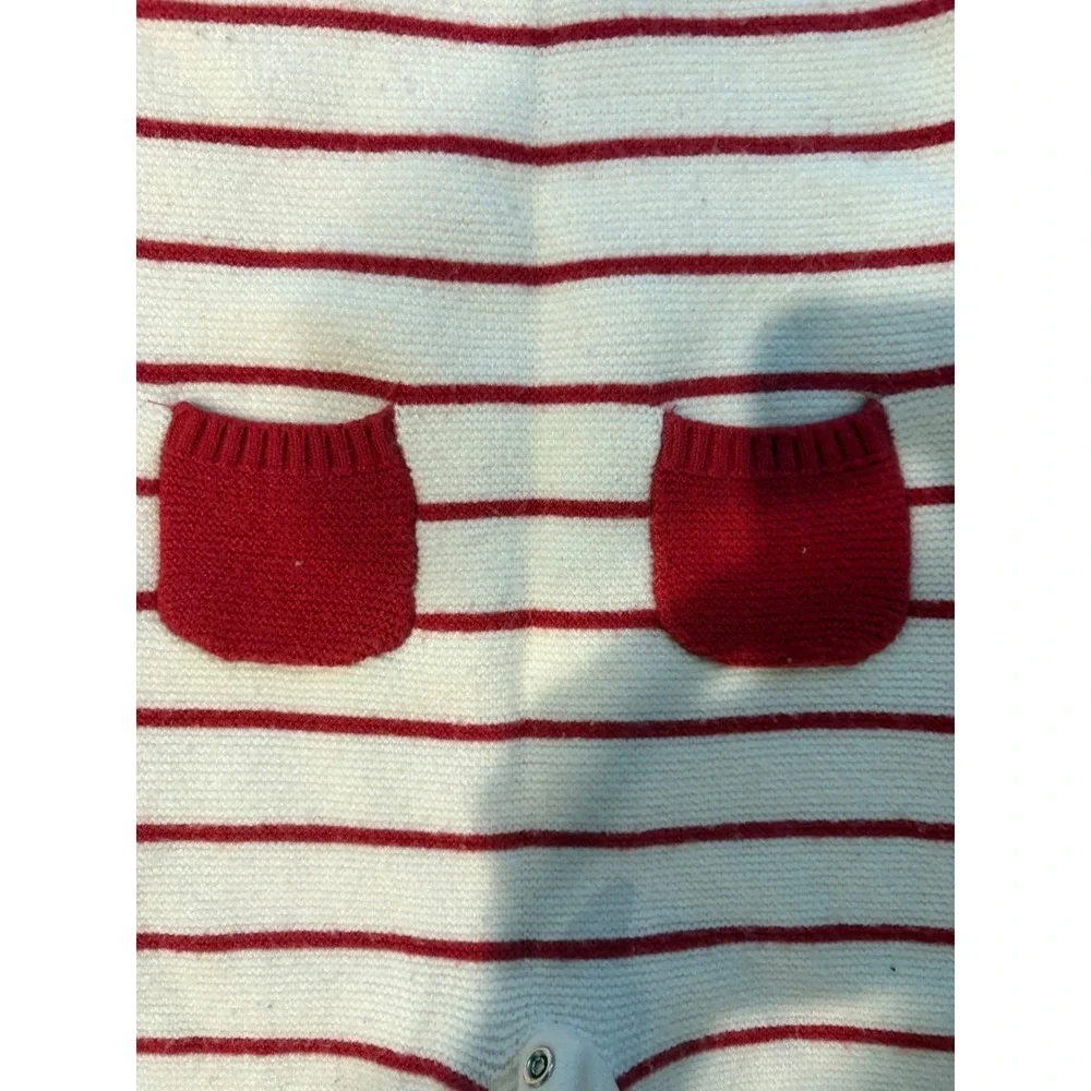 Gerber Baby Boy‎ Girl Red White Stripe Knit Romper Jumpsuit 12 Months